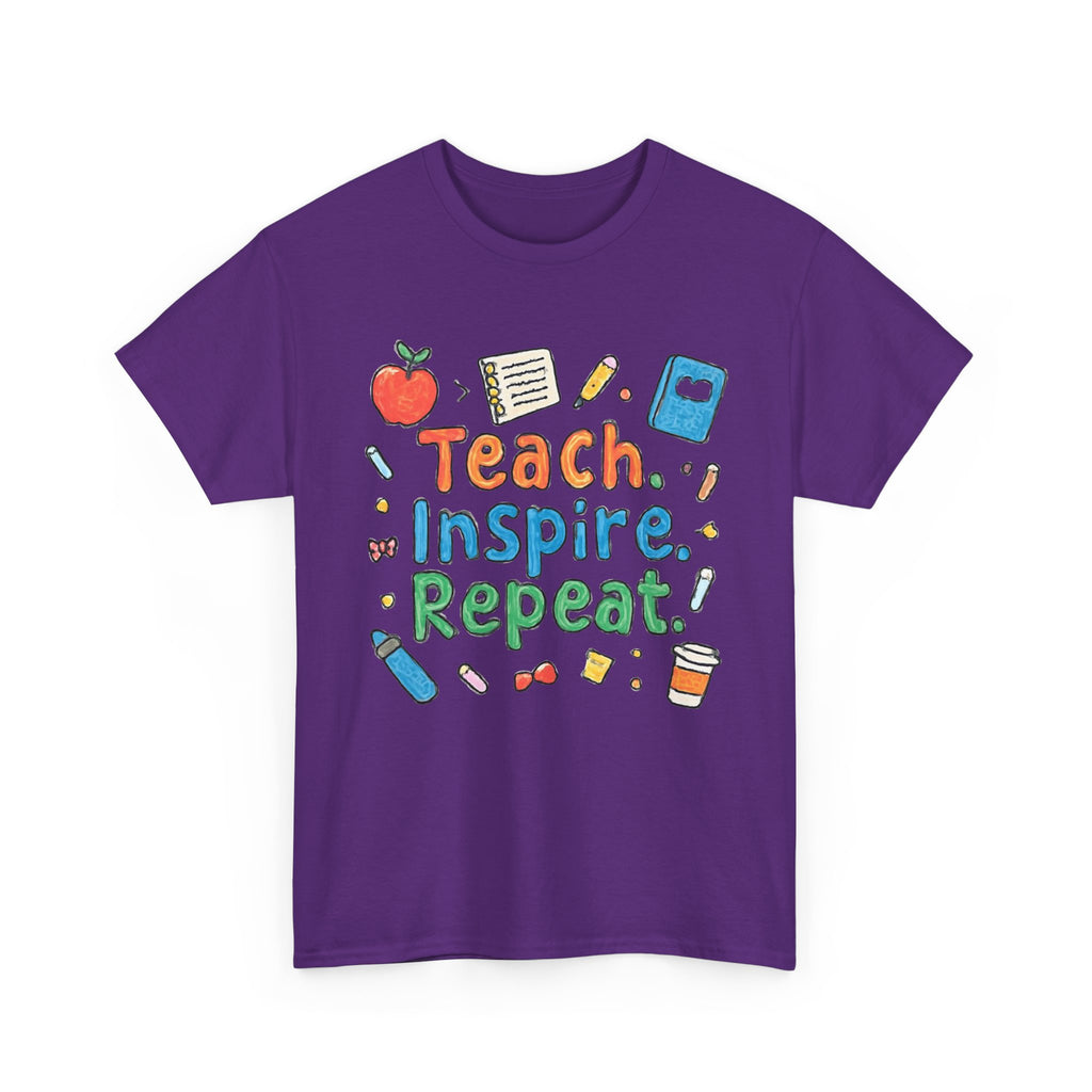 Teach Inspire Repeat T-Shirt — Cute Teacher Appreciation Tee