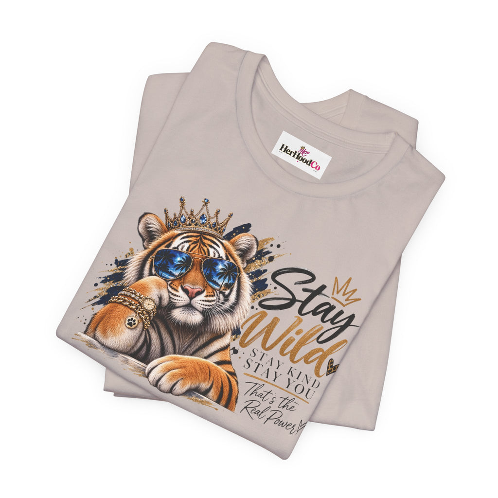 Tiger 'Stay Wild' Graphic Tee — Cute Crowned Tiger Illustration