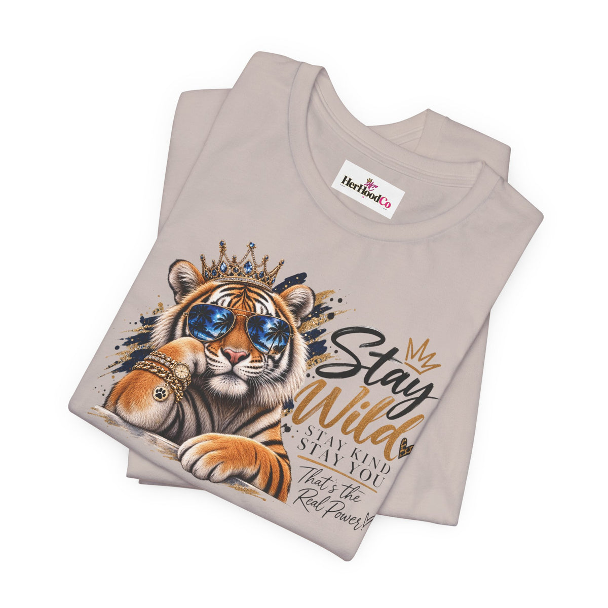 Tiger 'Stay Wild' Graphic Tee — Cute Crowned Tiger Illustration