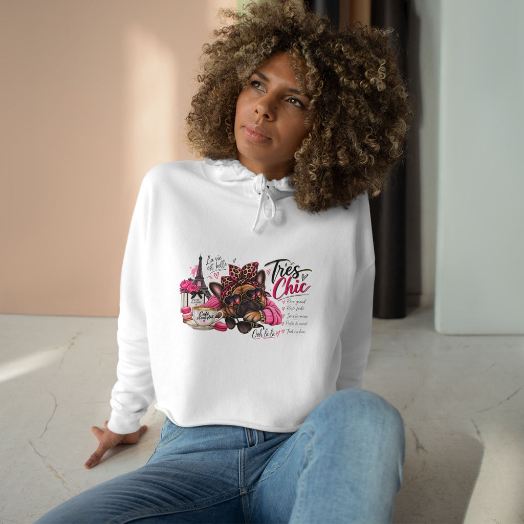 Chic Pug Crop Hoodie — "Très Chic" Fashion Dog Graphic