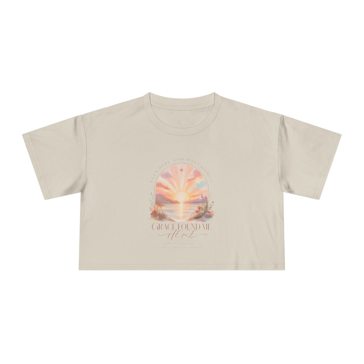 Sunset Arch Crop Tee — "Good Vibes Only" Pastel Boho Graphic