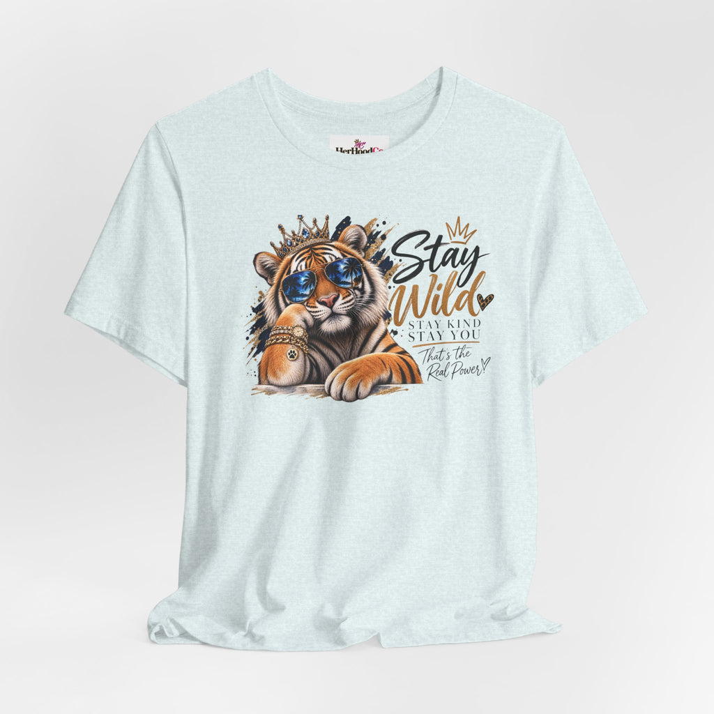 Tiger 'Stay Wild' Graphic Tee — Cute Crowned Tiger Illustration