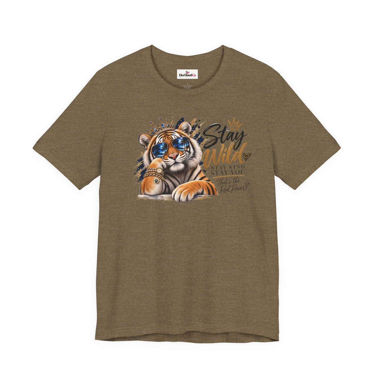 Tiger 'Stay Wild' Graphic Tee — Cute Crowned Tiger Illustration