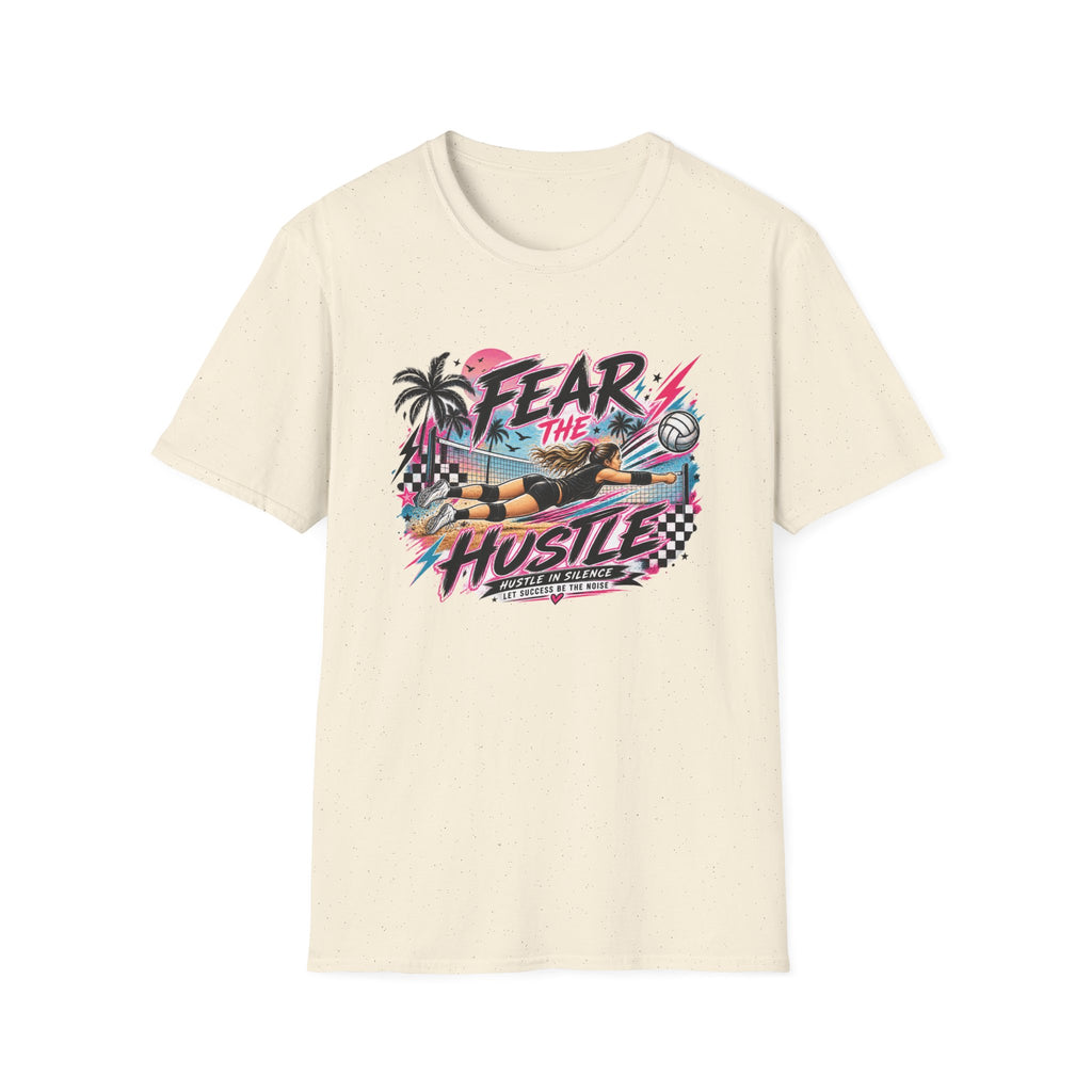 Fear The Hustle Volleyball T-Shirt — Retro Palm Beach Volleyball Tee