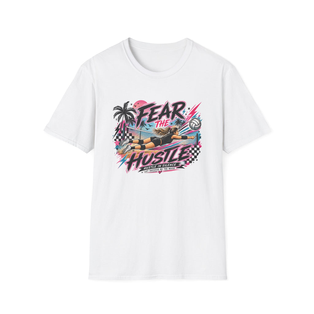 Fear The Hustle Volleyball T-Shirt — Retro Palm Beach Volleyball Tee