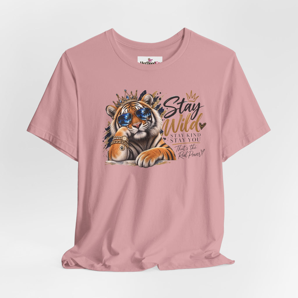 Tiger 'Stay Wild' Graphic Tee — Cute Crowned Tiger Illustration