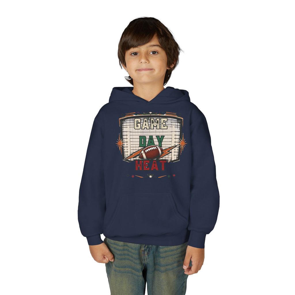 Youth Hoodie - "Game Day Heat" Football Personalized Back Name & Number