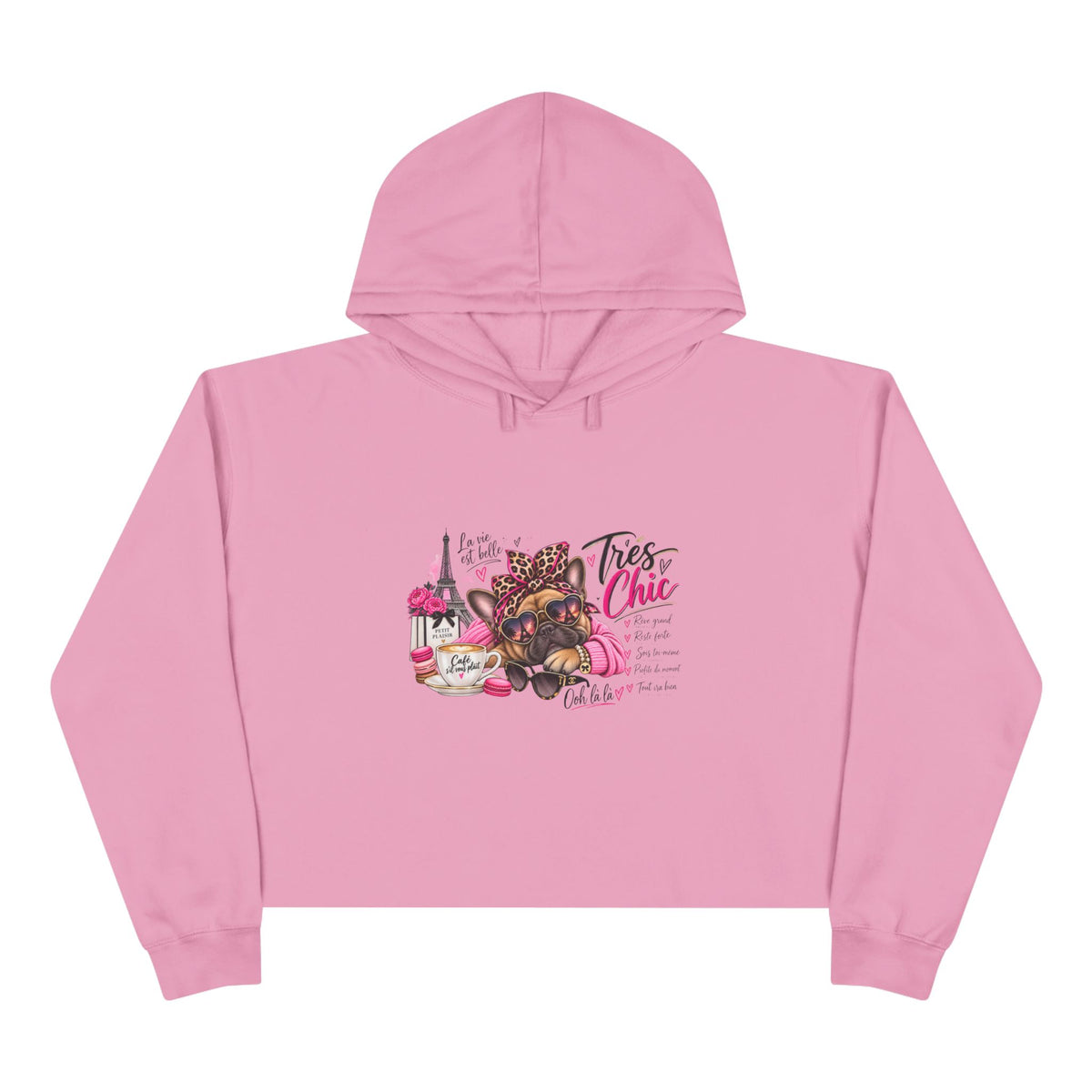 Chic Pug Crop Hoodie — "Très Chic" Fashion Dog Graphic
