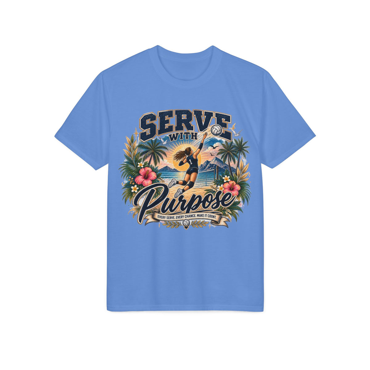 Serve With Purpose Volleyball T-Shirt — Inspirational Beach Vibes Athletic Tee