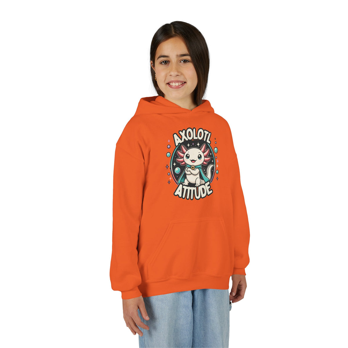 Axolotl Attitude Youth Hoodie — Cute Axolotl Kids Pullover