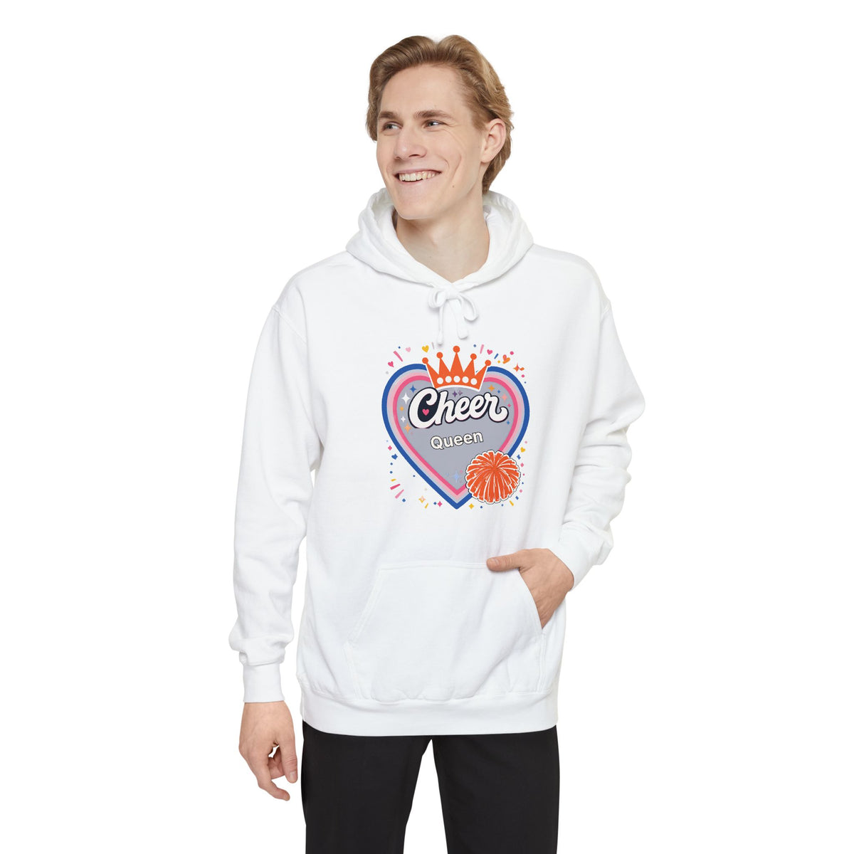 Cheer Captain Heart Hoodie — Pom Pom Crown Graphic Hoodie