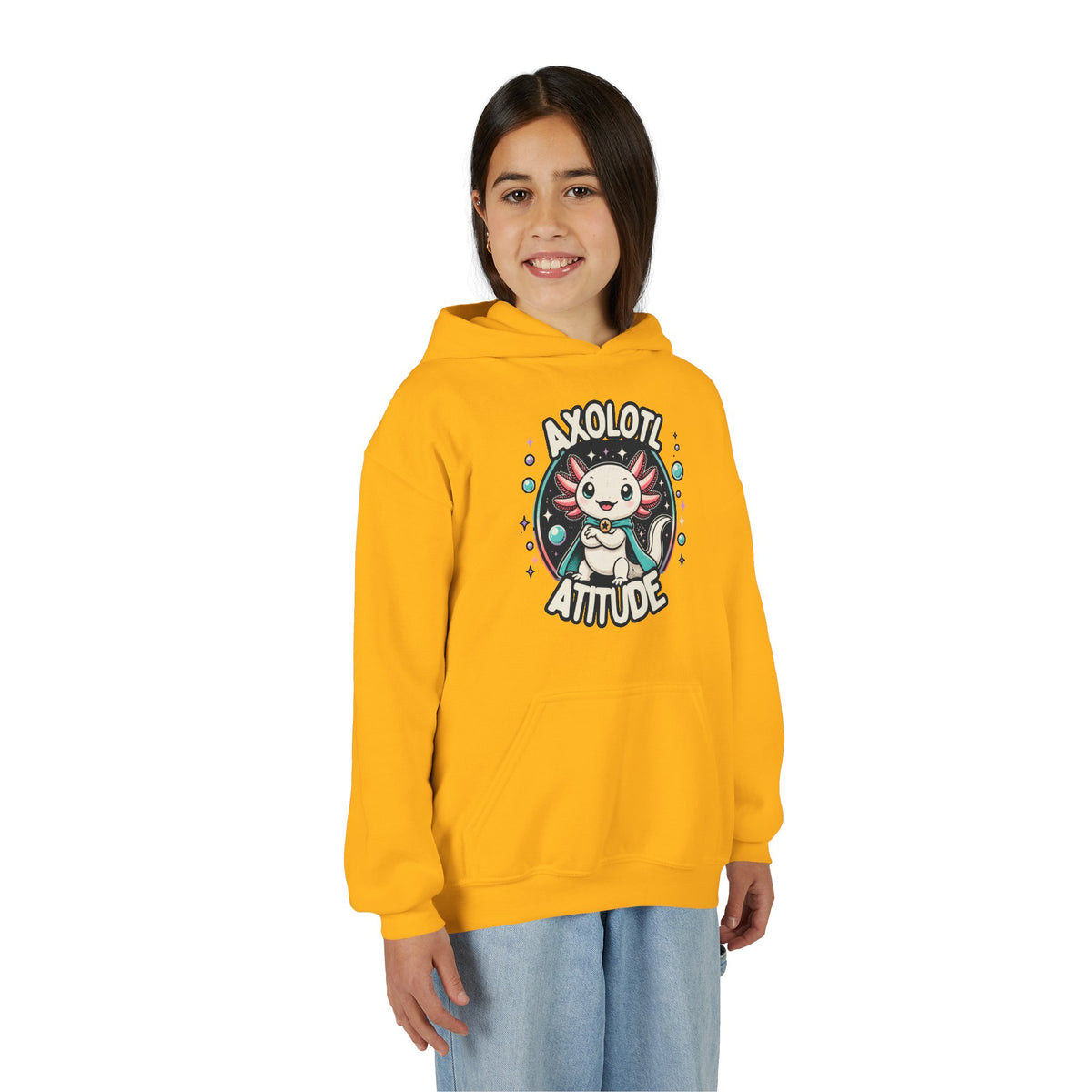 Axolotl Attitude Youth Hoodie — Cute Axolotl Kids Pullover