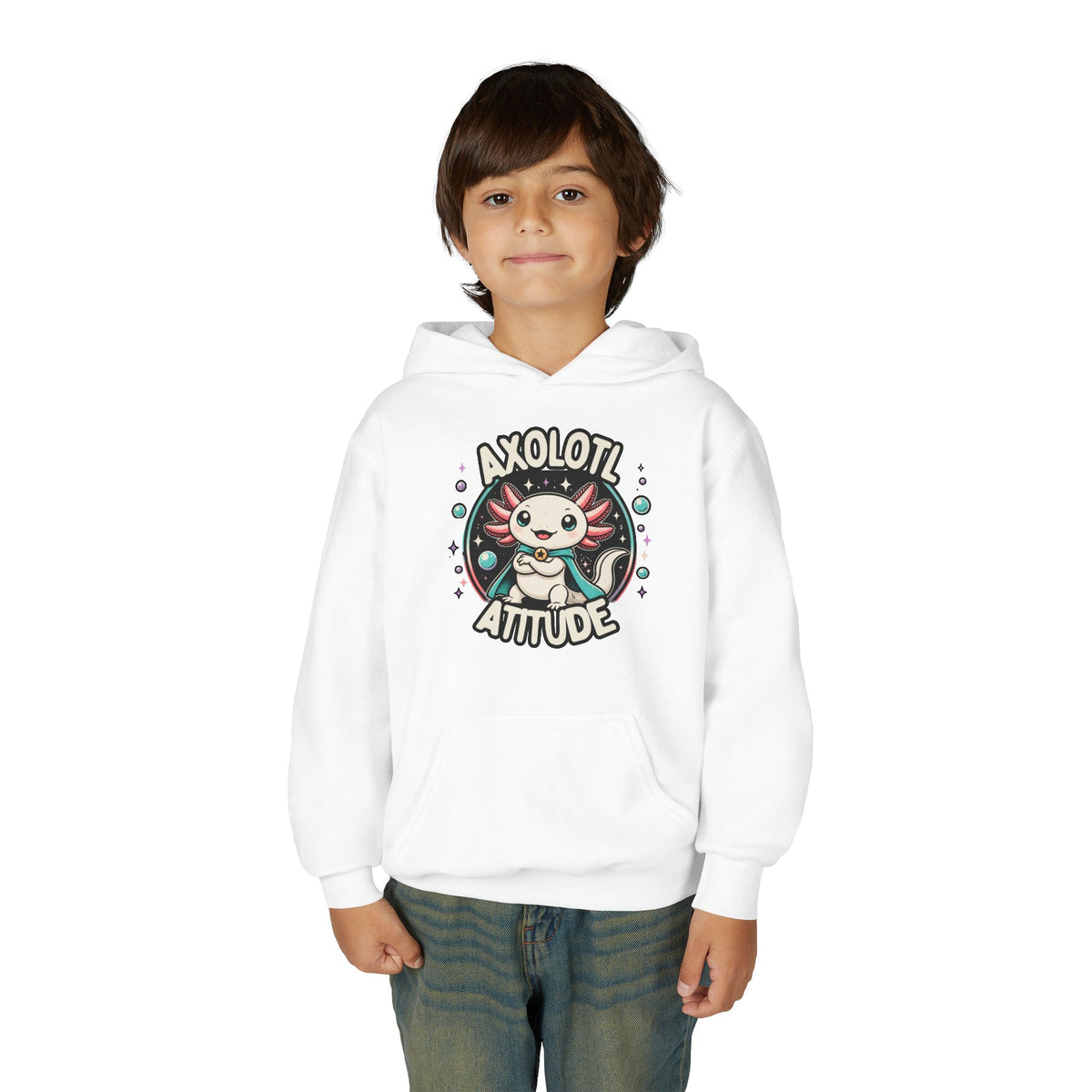 Axolotl Attitude Youth Hoodie — Cute Axolotl Kids Pullover