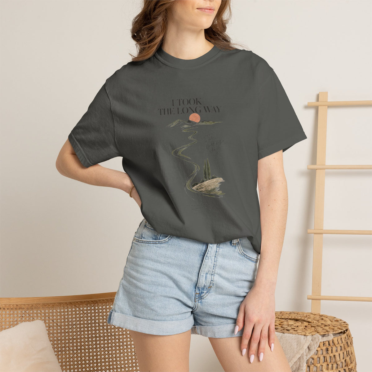 Vintage Roadmap T‑Shirt — "This Is The Long Way" Scenic Route Graphic