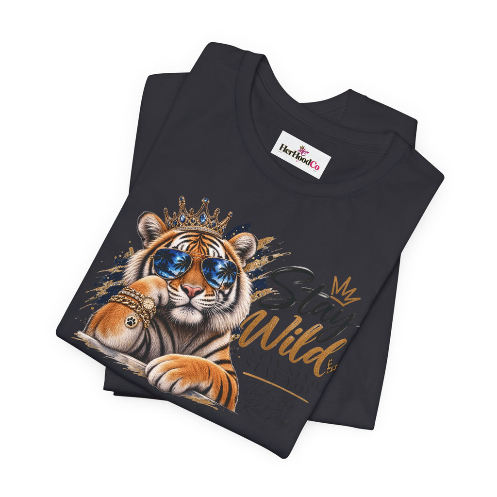 Tiger 'Stay Wild' Graphic Tee — Cute Crowned Tiger Illustration
