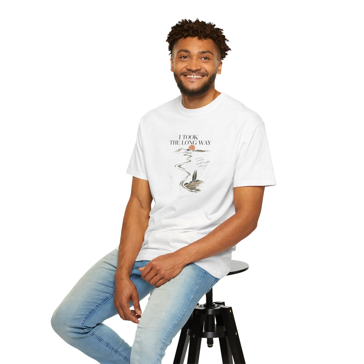 Vintage Roadmap T‑Shirt — "This Is The Long Way" Scenic Route Graphic