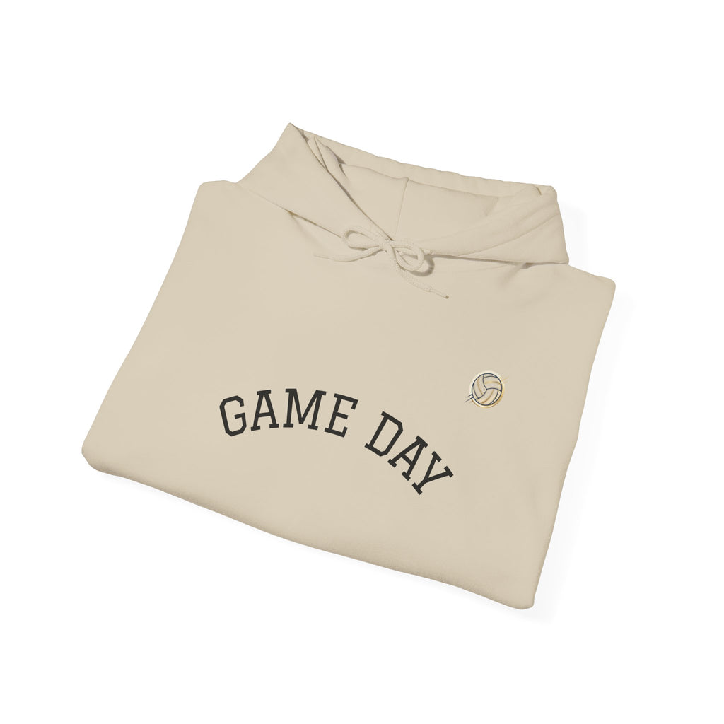 Volleyball Mom Hoodie - "Game Day" Pullover with Leopard & Volleyball Graphic, Custom Last Name Sleeve