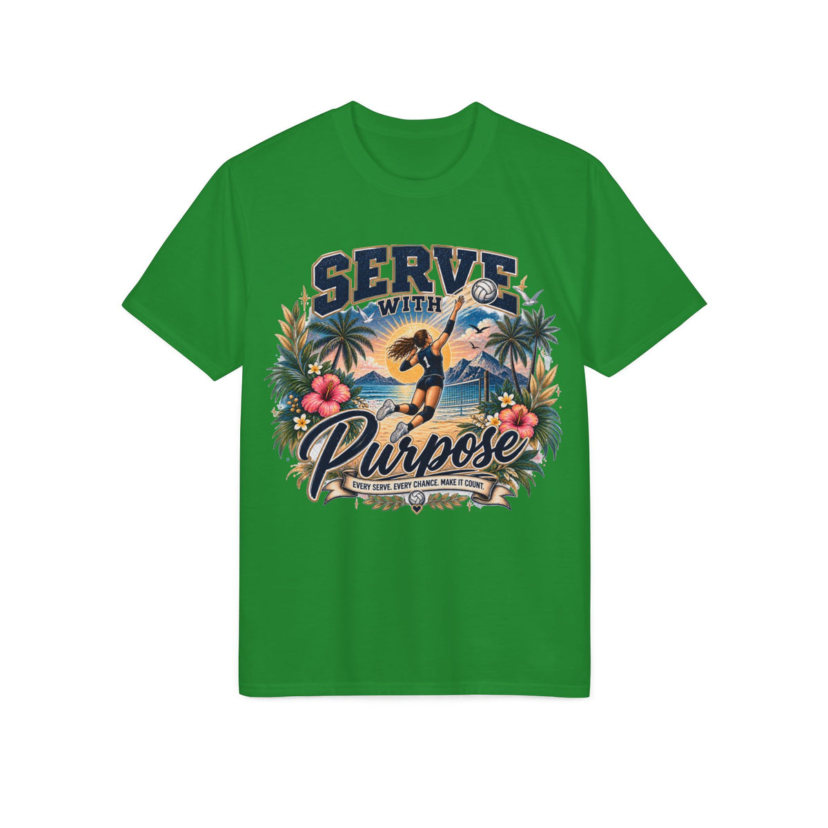 Serve With Purpose Volleyball T-Shirt — Inspirational Beach Vibes Athletic Tee