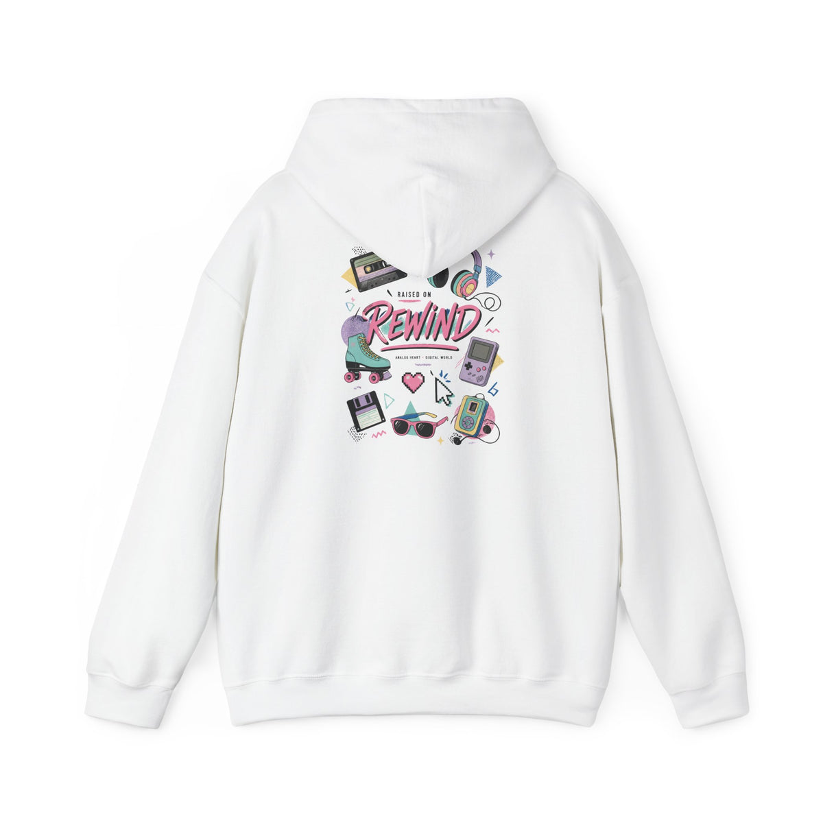 Rewind Retro Hoodie — 'Raise On Rewind' Vintage 90s Electronics Graphic Pullover