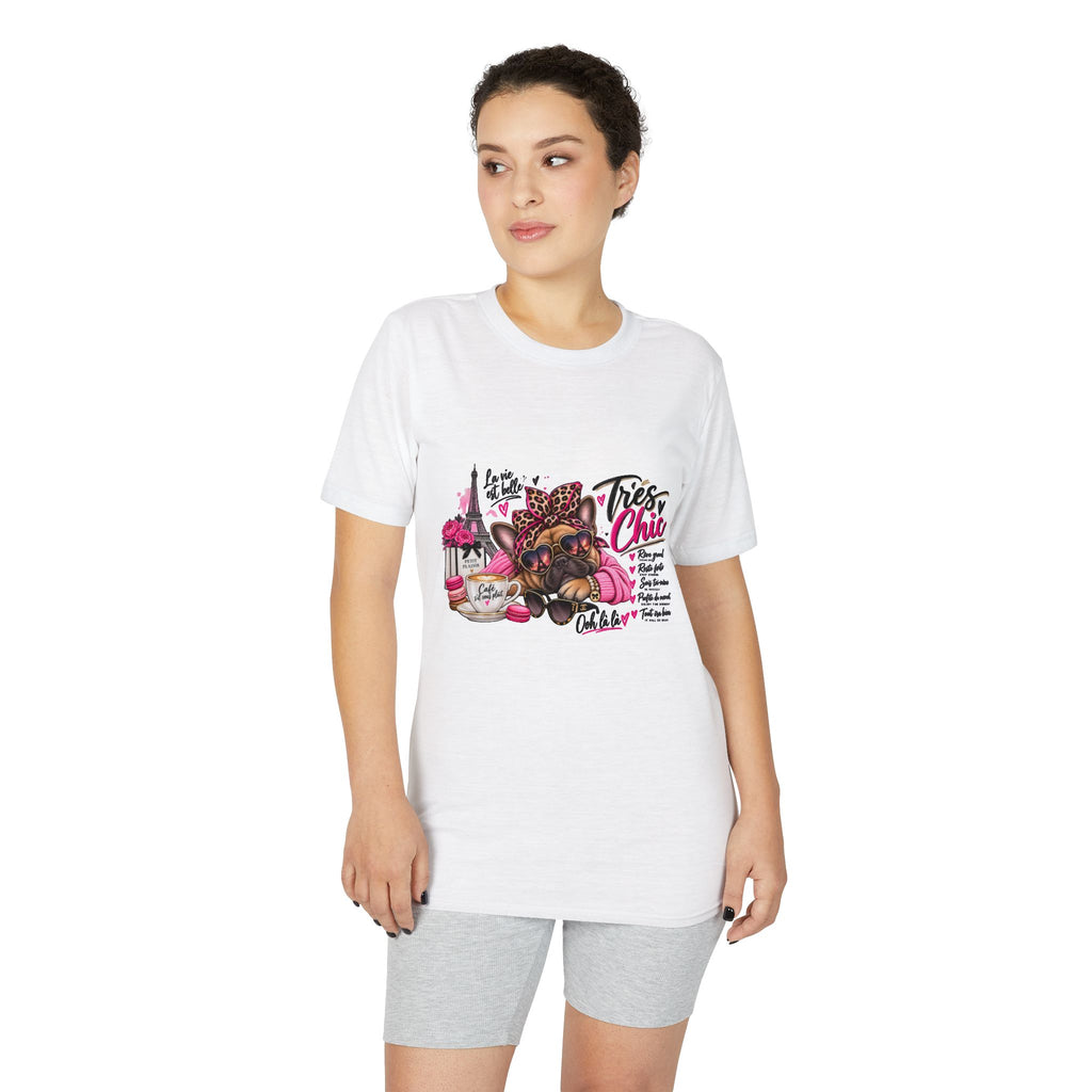 French Bulldog Glam Tee – "Tires Chic" Pink Leopard Spa Design