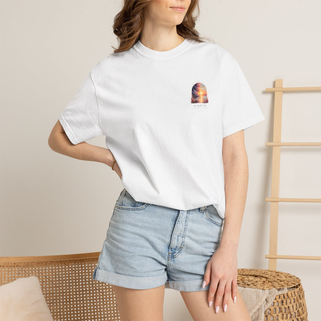Faith Sunrise T-Shirt — "He Kept Me" Inspirational Graphic Tee