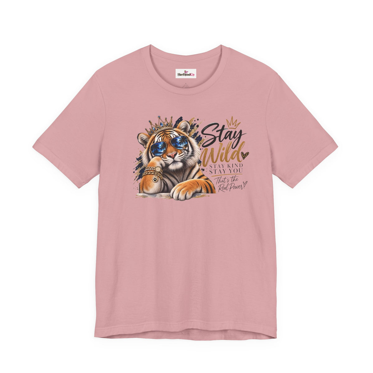 Tiger 'Stay Wild' Graphic Tee — Cute Crowned Tiger Illustration