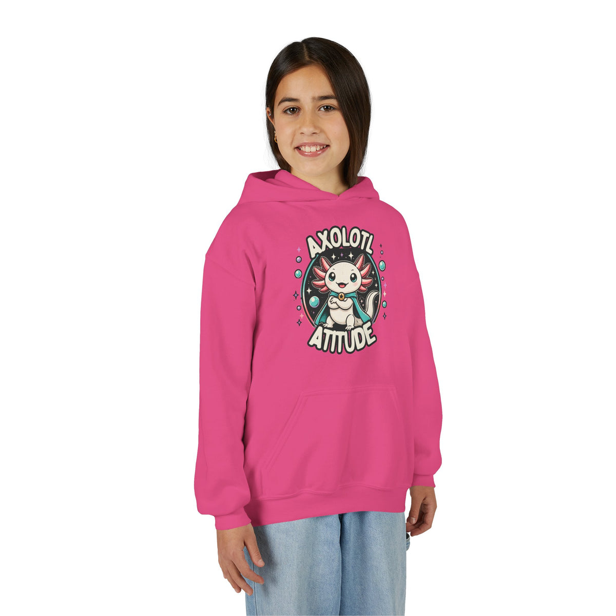 Axolotl Attitude Youth Hoodie — Cute Axolotl Kids Pullover