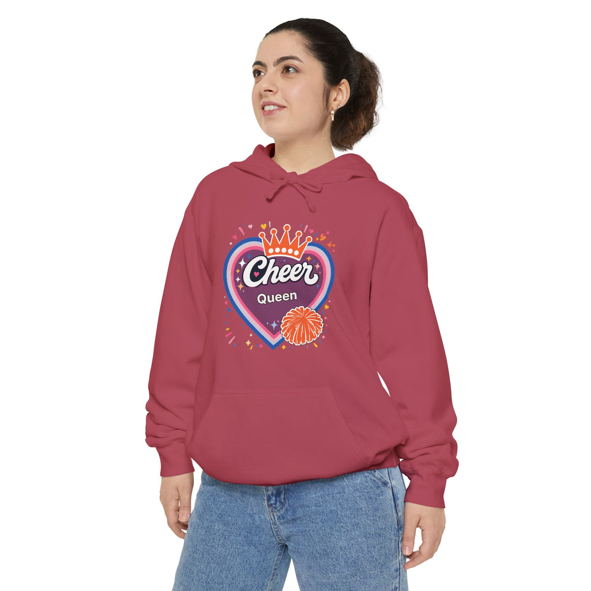 Cheer Captain Heart Hoodie — Pom Pom Crown Graphic Hoodie