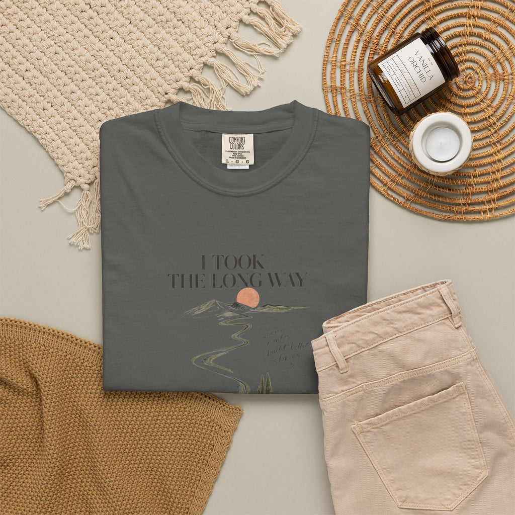Vintage Roadmap T‑Shirt — "This Is The Long Way" Scenic Route Graphic