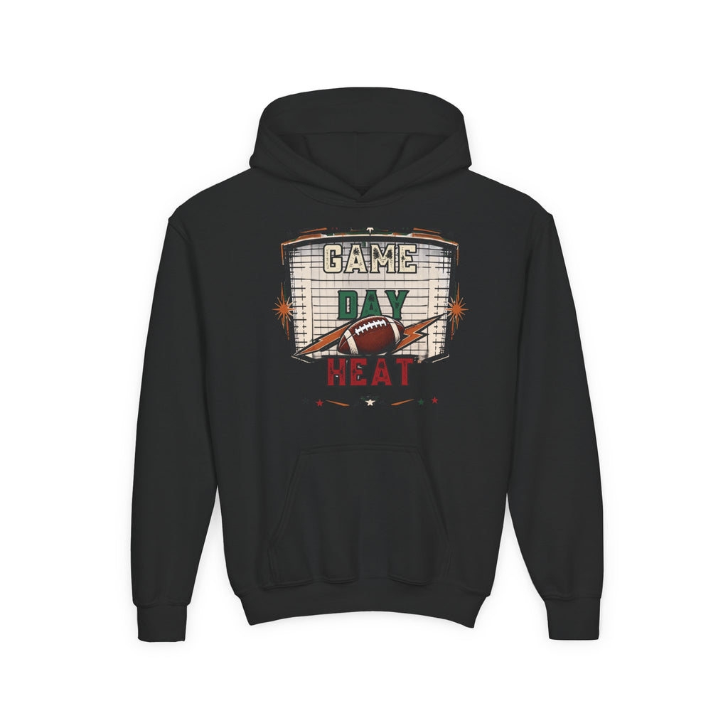 Youth Hoodie - "Game Day Heat" Football Personalized Back Name & Number