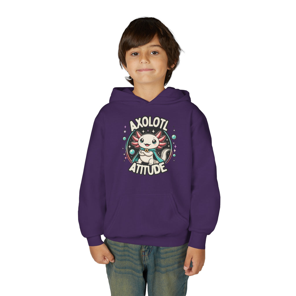 Axolotl Attitude Youth Hoodie — Cute Axolotl Kids Pullover