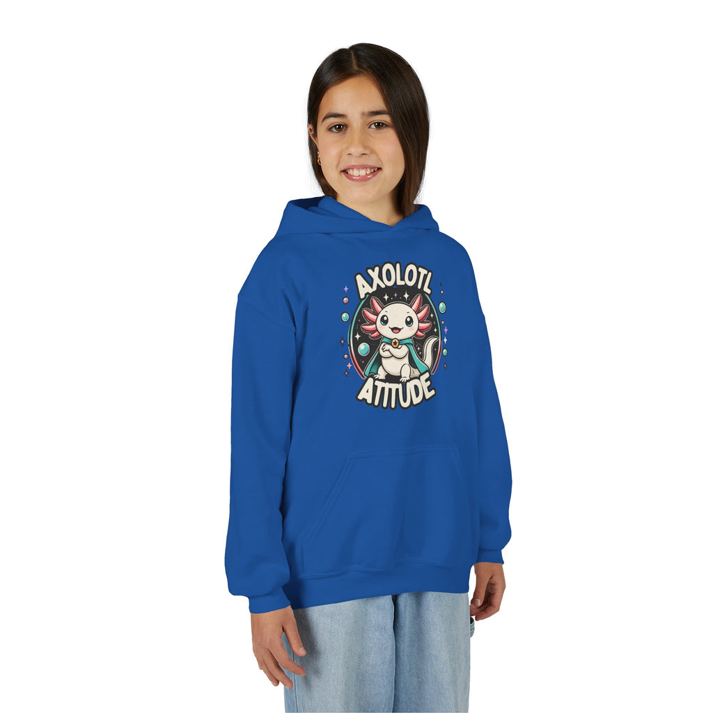 Axolotl Attitude Youth Hoodie — Cute Axolotl Kids Pullover