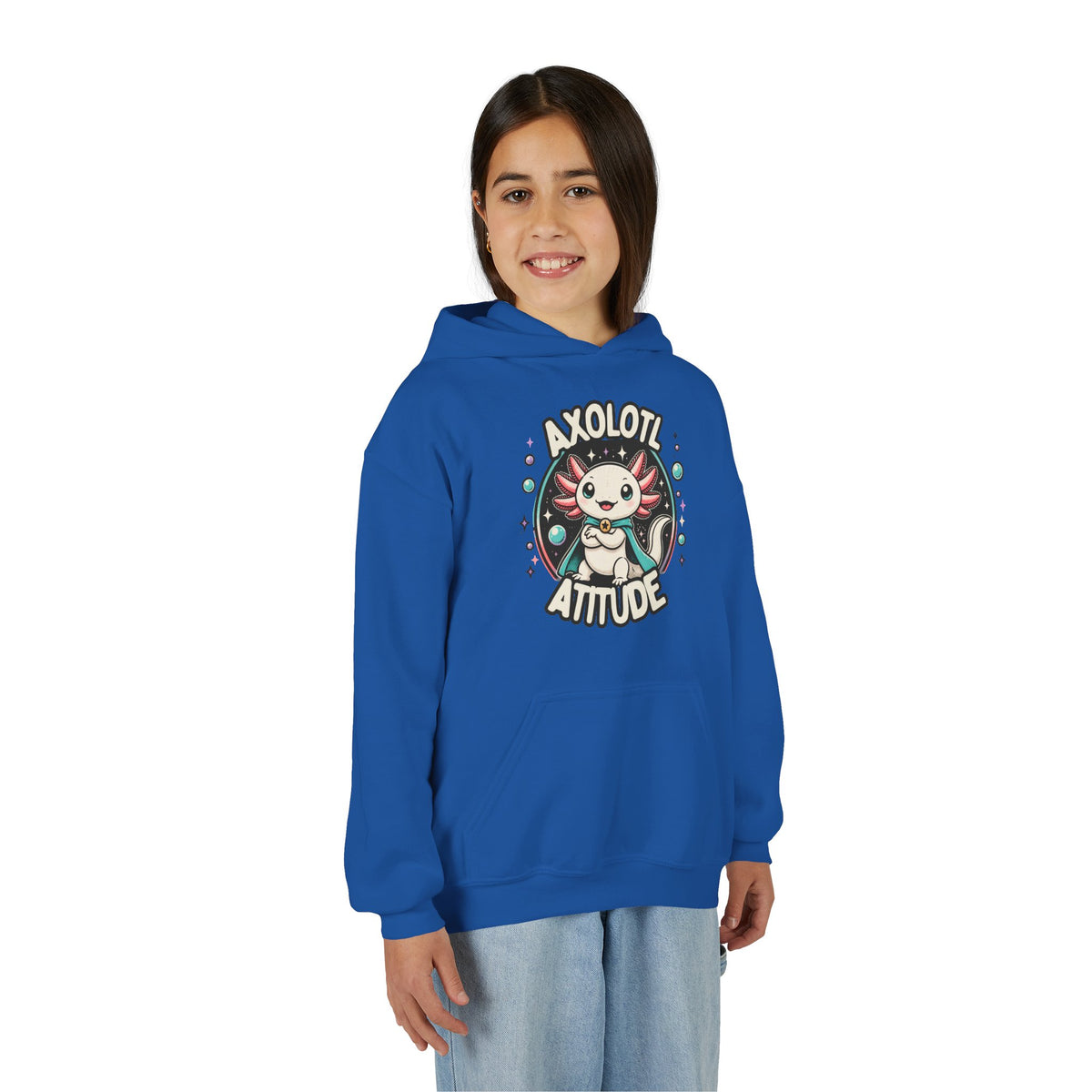 Axolotl Attitude Youth Hoodie — Cute Axolotl Kids Pullover